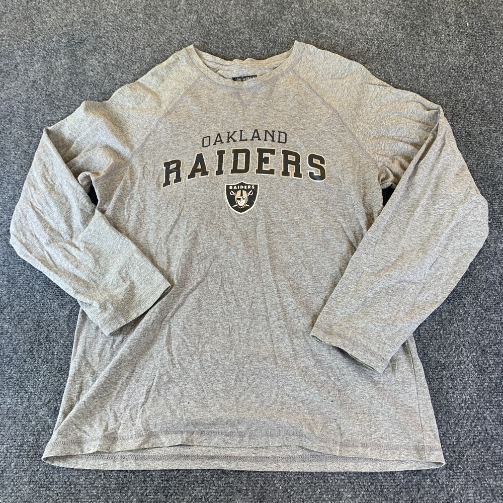 Team Apparel Oakland Raiders Sleepwear Shirt Mens Large Gray Good Long Sleeve